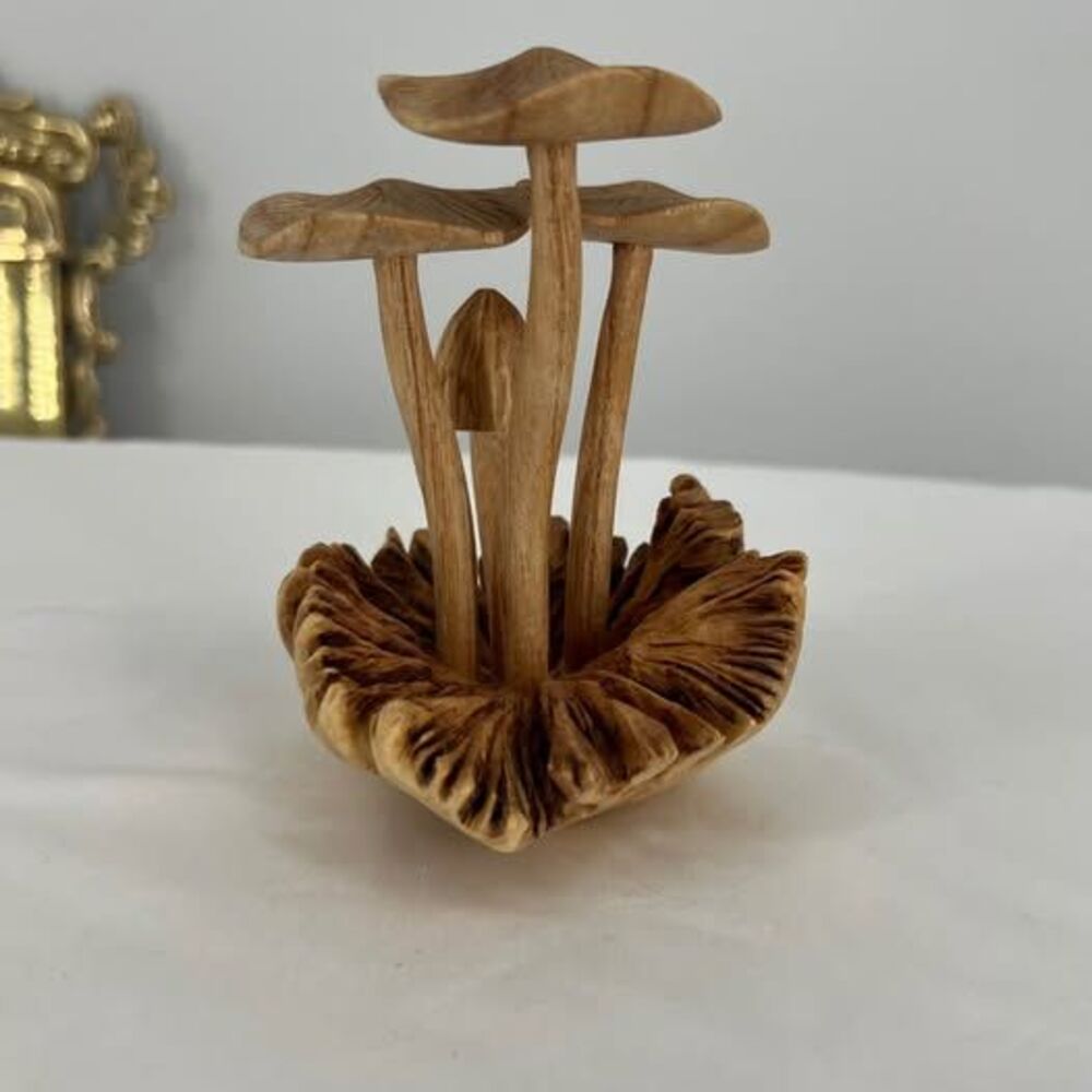 Novica Indonesia Hand-Carved Wooden Mushroom Sculpture